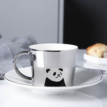 Carregar imagem no visualizador da galeria, Creative Coffee Mug with Tray Cup Plating Mirror Reflection Cup Mug Ceramic Coffee Cup and Saucer Set Travel Stirrer Funny Mugs