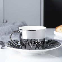 Carregar imagem no visualizador da galeria, Creative Coffee Mug with Tray Cup Plating Mirror Reflection Cup Mug Ceramic Coffee Cup and Saucer Set Travel Stirrer Funny Mugs