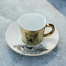 Carregar imagem no visualizador da galeria, Creative Coffee Mug with Tray Cup Plating Mirror Reflection Cup Mug Ceramic Coffee Cup and Saucer Set Travel Stirrer Funny Mugs