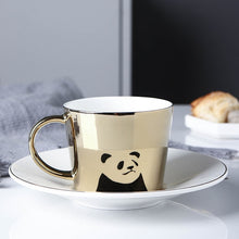 Carregar imagem no visualizador da galeria, Creative Coffee Mug with Tray Cup Plating Mirror Reflection Cup Mug Ceramic Coffee Cup and Saucer Set Travel Stirrer Funny Mugs
