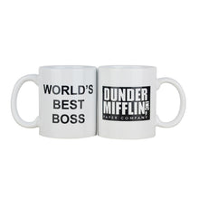 Carregar imagem no visualizador da galeria, Coffee Mug cup With Dunder Mifflin The Office World's Best Boss 11 oz Funny Ceramic Coffee Tea Cocoa Mug Unique office gift
