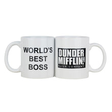 Carregar imagem no visualizador da galeria, Coffee Mug cup With Dunder Mifflin The Office World's Best Boss 11 oz Funny Ceramic Coffee Tea Cocoa Mug Unique office gift