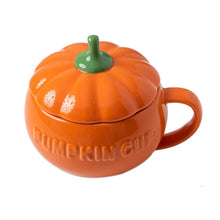 Carregar imagem no visualizador da galeria, 300ml/500ml Creative Pumpkin Coffee Mugs Ceramic Milk Cup with Lid Breakfast Oatmeal Yogurt Mug Funny Halloween Gift