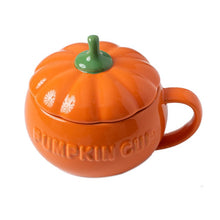 Carregar imagem no visualizador da galeria, 300ml/500ml Creative Pumpkin Coffee Mugs Ceramic Milk Cup with Lid Breakfast Oatmeal Yogurt Mug Funny Halloween Gift