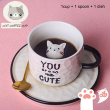 Carregar imagem no visualizador da galeria, 280ml cute cat ceramic mugs 3D creative coffee mug funny coffee cup with saucer Korean style cat milk cup Spoon Included