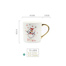 Carregar imagem no visualizador da galeria, 12oz Funny Unique Christma Santa Claus pattern Ceramic Coffee Mug With Gold Handle Gifts Porcelain Tea Milk Cup For Kids