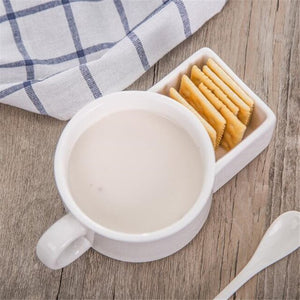 Coffee Cup Creative Coffee Mug With Biscuit Cookie Dessert Pocket Funny Mug Ceramic Mugs Tea Cup Drinkware