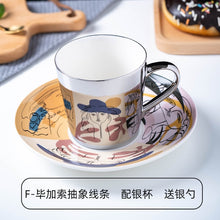 Carregar imagem no visualizador da galeria, Ins Mirror Reflection Cup Coffee mug Picasso Ceramic Coffee Cup and Saucer Set lion Funny Mugs for Friend Birthday Best Gift
