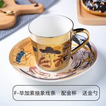 Carregar imagem no visualizador da galeria, Ins Mirror Reflection Cup Coffee mug Picasso Ceramic Coffee Cup and Saucer Set lion Funny Mugs for Friend Birthday Best Gift
