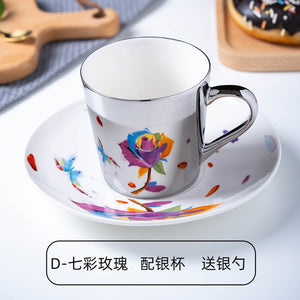 Ins Mirror Reflection Cup Coffee mug Picasso Ceramic Coffee Cup and Saucer Set lion Funny Mugs for Friend Birthday Best Gift