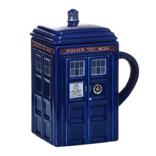 Carregar imagem no visualizador da galeria, Doctor Who Tardis Police Box Ceramic Mug Cup With Lid Cover For Tea Coffee Mug Funny Creative Gift Christmas Presents Kids Men
