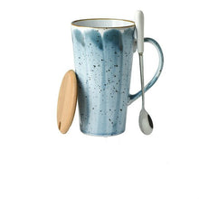 Carregar imagem no visualizador da galeria, Ink style fashion couple cup large capacity household coffee cup simple ceramic cup drinking cup funny cup with cover and spoon

