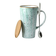 Carregar imagem no visualizador da galeria, Ink style fashion couple cup large capacity household coffee cup simple ceramic cup drinking cup funny cup with cover and spoon

