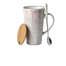 Carregar imagem no visualizador da galeria, Ink style fashion couple cup large capacity household coffee cup simple ceramic cup drinking cup funny cup with cover and spoon
