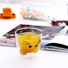 Carregar imagem no visualizador da galeria, Creative mouse double glass coffee mug cute mole anti-scalding glass funny mugs Children&#39;s milk breakfast mug Ladies cute cup
