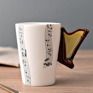 Coffee Mug Cup 250ml Music Violin Funny Ceramic Mug Creative Coffee Cup Cute Cup Eco Friendly Mugs for Tea Breakfast Milk Mugs