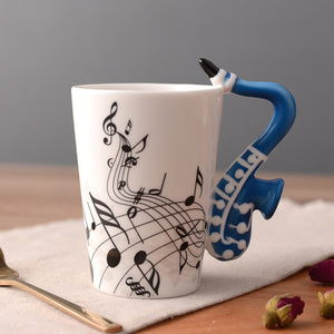 Coffee Mug Cup 250ml Music Violin Funny Ceramic Mug Creative Coffee Cup Cute Cup Eco Friendly Mugs for Tea Breakfast Milk Mugs