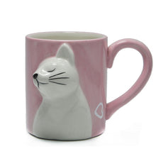 Carregar imagem no visualizador da galeria, 2-PCS Kiss Cat Coffee Couple Handmade Mug, Funny Tea Ceramic cup set for Bride and Groom, Matching Gift for Engagement Wedding
