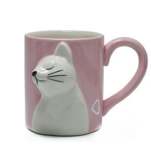2-PCS Kiss Cat Coffee Couple Handmade Mug, Funny Tea Ceramic cup set for Bride and Groom, Matching Gift for Engagement Wedding