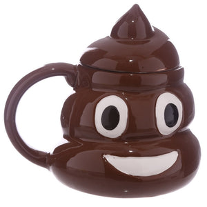 Funny Poop Ceramic Mug Cartoon Smile Coffee Milk Mug Porcelain Water Cup With Handgrip Lid Tea Cup Office Drinkware