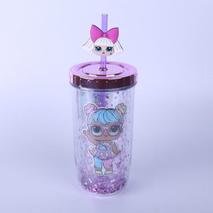 LOL Surprise Doll Mug Sequin Solid Color Double Plastic Water Cup 300-400ml Cute Cup  Funny Mugs