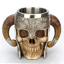 Carregar imagem no visualizador da galeria, Double claw skull coffee mugs knight&#39;s helmet funny drinking tea milk cup double stainless steel water drinkware 15
